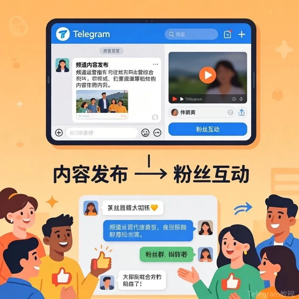 Telegram进阶玩法教程配图 - 电报内容矩阵：多频道联动运营